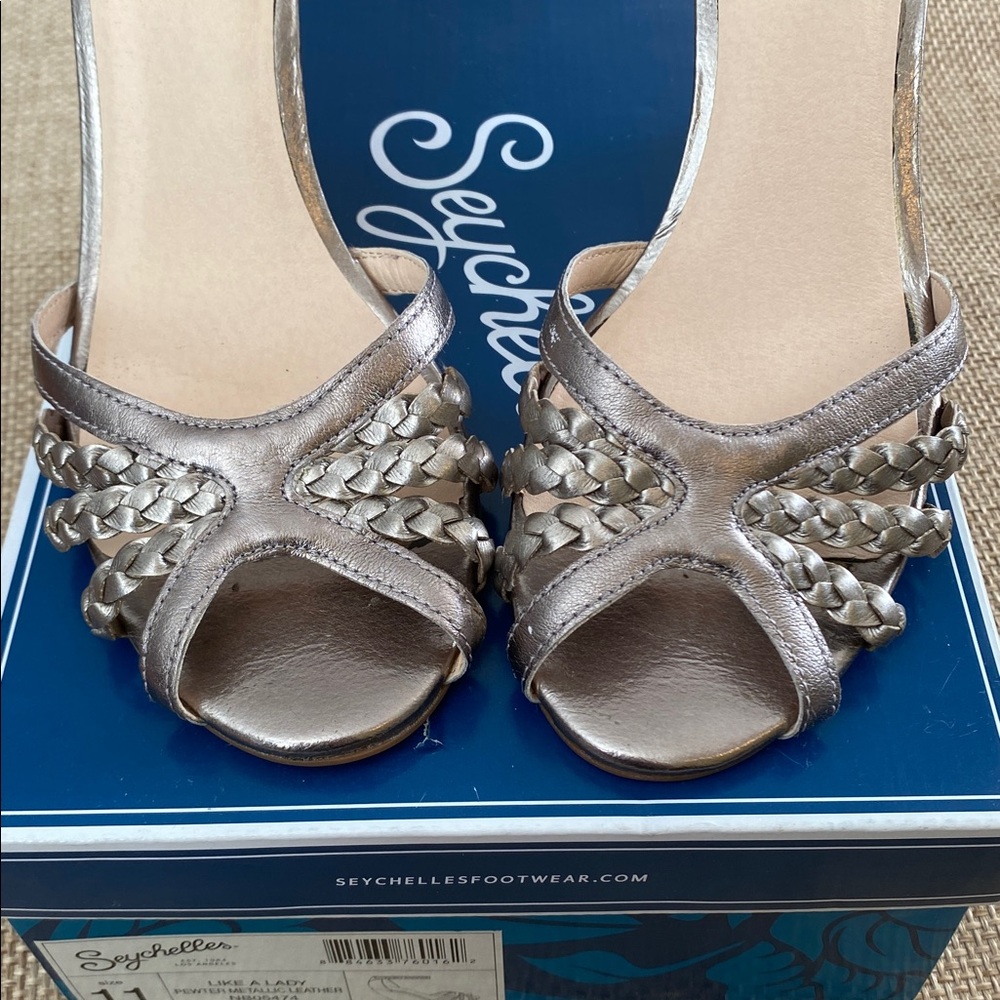 Seychelles Metallic Silver-Bronze Like a lady Braided Wedge Sandals size 11 - Picture 3 of 7